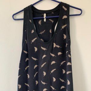 Joie Black Feather Racerback Blouse | Medium